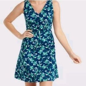EUC Draper James Blue Floral Knot Shoulder Love Circle Dress Sleeveless Womens 4
